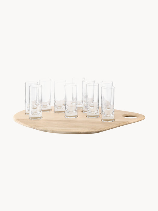 Handmade Shot Glasses Palette with Ash Wood Serving Tray