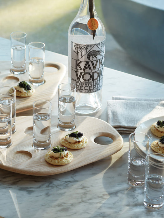 Handmade Shot Glasses Palette with Ash Wood Serving Tray