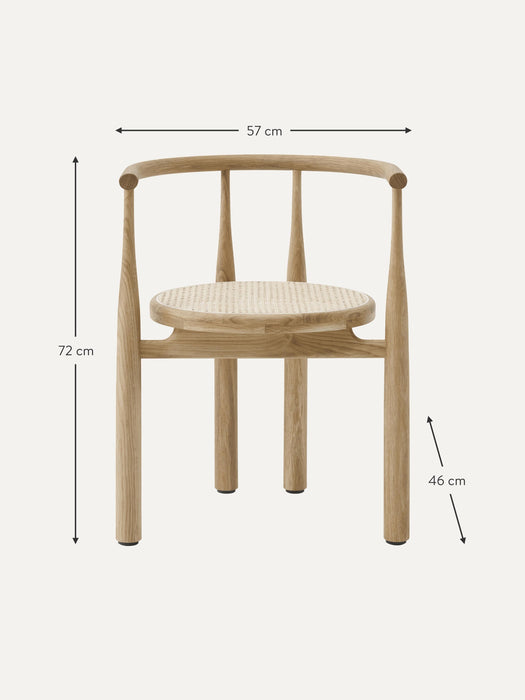 Oak Wood Dining Chair Bukowski with Armrests