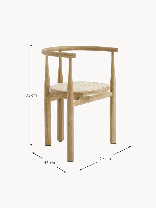 Oak Wood Dining Chair Bukowski with Armrests