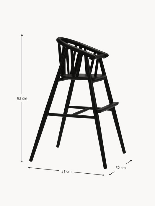 Kids Handmade Oak Wood High Chair Saga