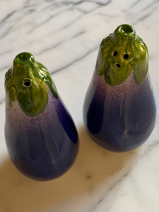 Handmade Salt and Pepper Shakers Napoli in Aubergine Shape Set of 2