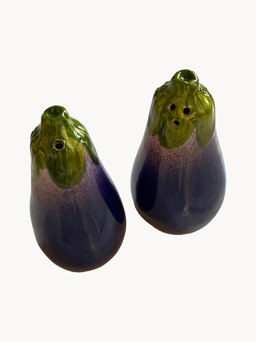 Handmade Salt and Pepper Shakers Napoli in Aubergine Shape Set of 2