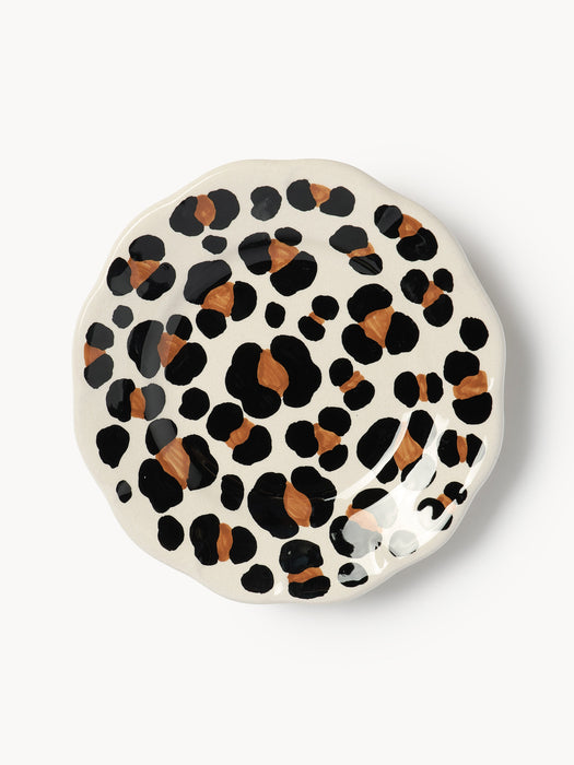 Handmade Dessert Plate Leopardo