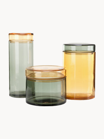 Chic Mouth-Blown Jars with Caps, Set of 3
