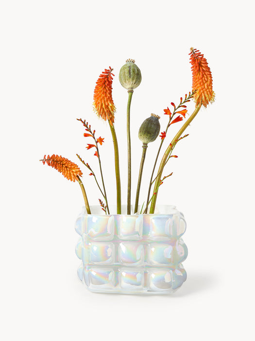 Bubble Mouth-Blown Vase, H 18 cm