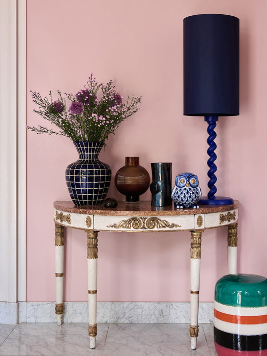 Striped Pill Round Handmade Side Table