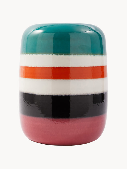 Striped Pill Round Handmade Side Table