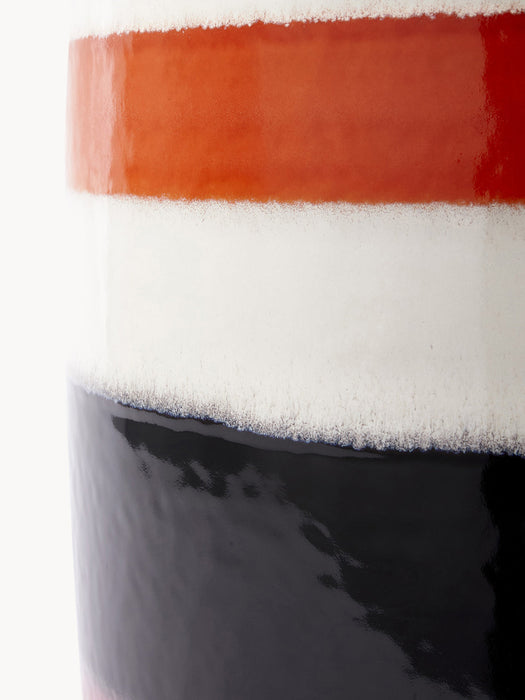 Striped Pill Round Handmade Side Table