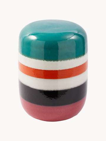 Striped Pill Round Handmade Side Table
