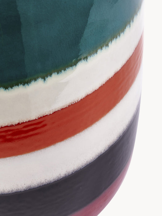 Striped Pill Round Handmade Side Table
