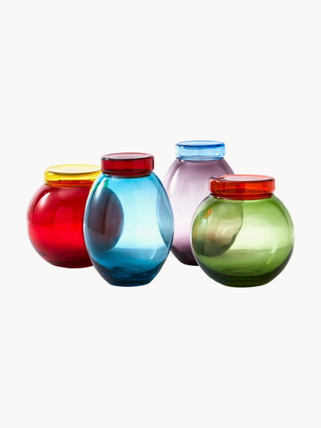 Bloated Jars with Caps, Set of 4