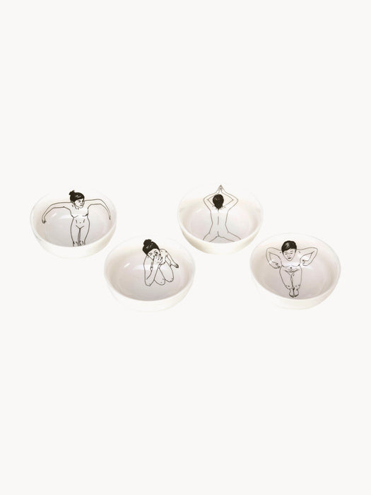 Snack Bowls Undressed with Spoons Set of 4