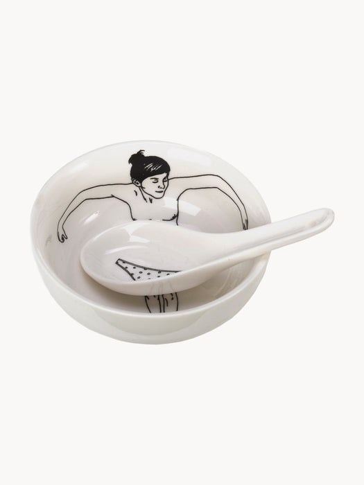 Undressed Snack Bowls with Spoons, Set of 4