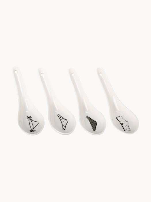 Undressed Snack Bowls with Spoons, Set of 4