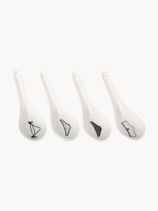 Snack Bowls Undressed with Spoons Set of 4
