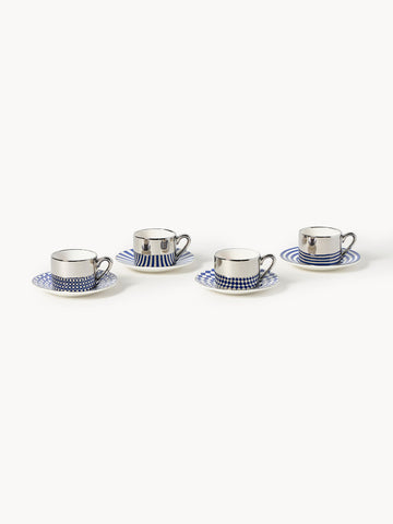 Aunty Handmade Espresso Cups with Saucers, Set of 4