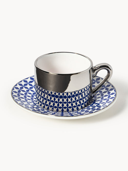 Handmade Espresso Cups Aunty with Saucers Set of 4