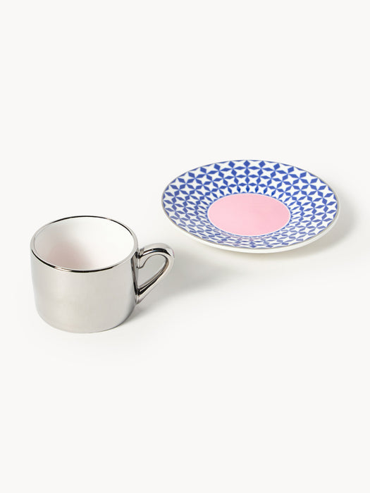 Handmade Espresso Cups Aunty with Saucers Set of 4