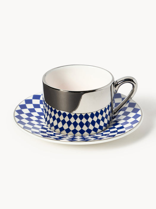 Aunty Handmade Espresso Cups with Saucers, Set of 4