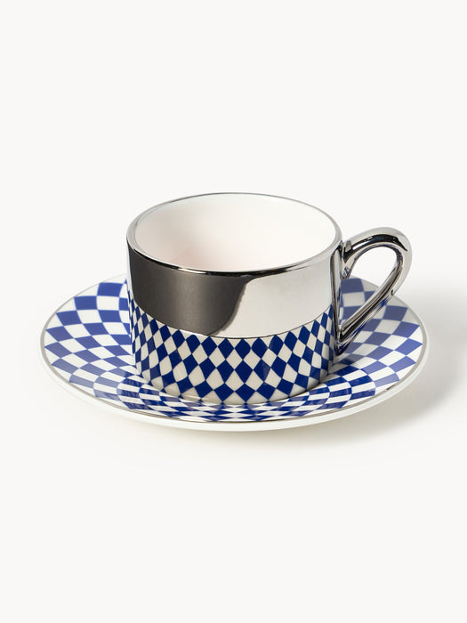 Handmade Espresso Cups Aunty with Saucers Set of 4