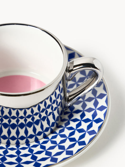 Handmade Espresso Cups Aunty with Saucers Set of 4
