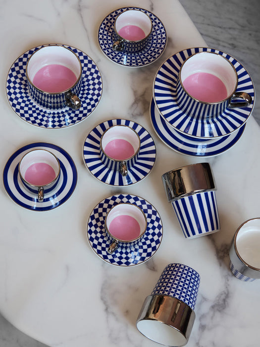Aunty Handmade Espresso Cups with Saucers, Set of 4