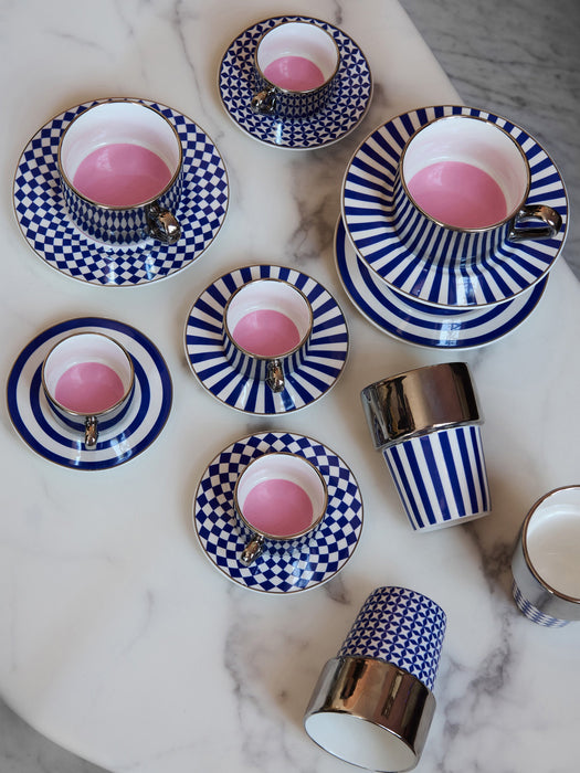 Handmade Espresso Cups Aunty with Saucers Set of 4
