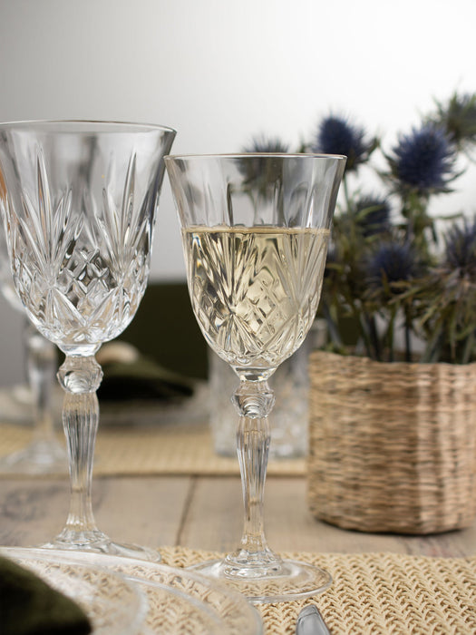 Crystal White Wine Glasses Melodia, Set of 6
