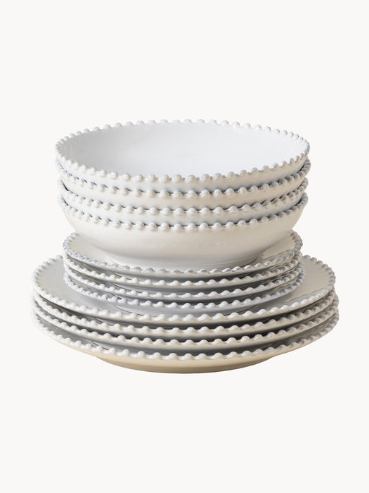 Tableware Set Pearl with Beaded Edges 4 people Set of 12