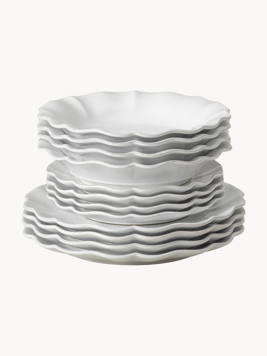 Tableware Set Rosa with Hand-Painted Rim 4 people Set of 12