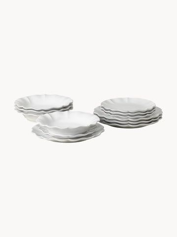 Tableware Set Rosa with Hand-Painted Rim, 4 people, Set of 12