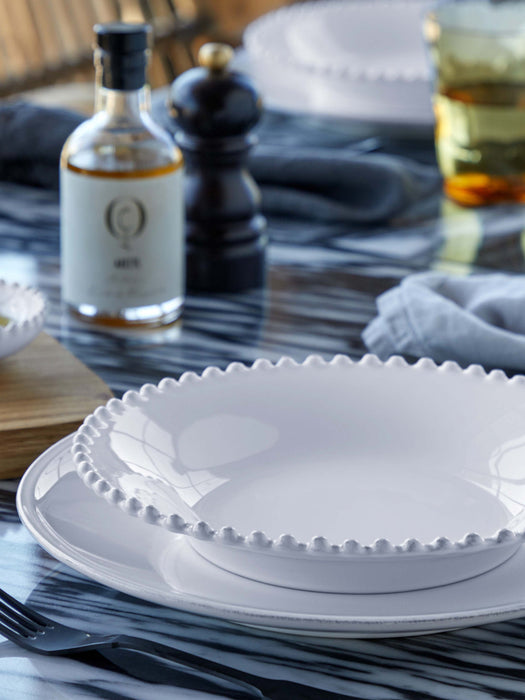 Pasta Plate Pearl with Beaded Edges