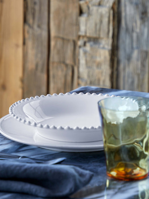 Pasta Plate Pearl with Beaded Edges