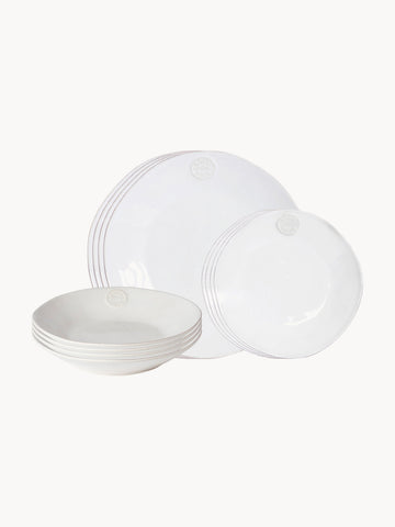 Tableware Set Nova with Hand-Brushed Rim, 4 people, Set of 12