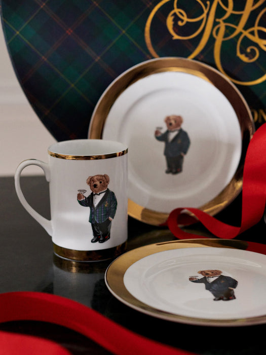 Porcelain Breakfast Plates Thompson with 24K Gold Trim Set of 4