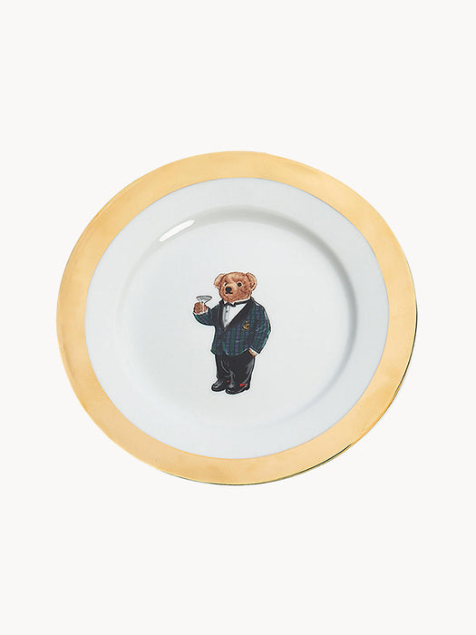 Porcelain Breakfast Plates Thompson with 24K Gold Trim Set of 4
