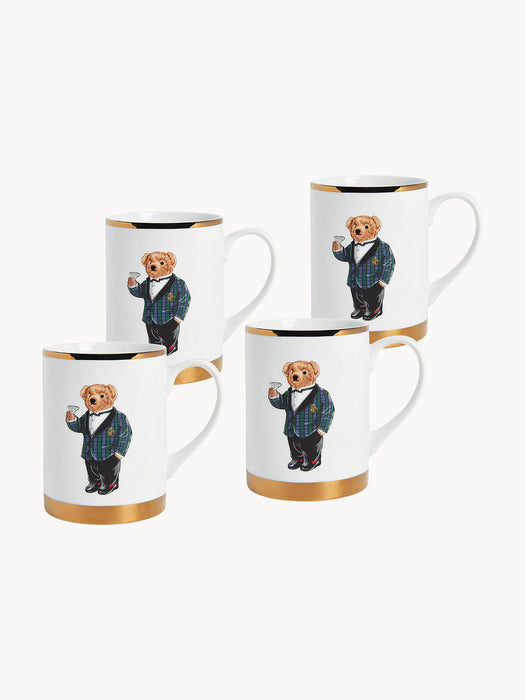 Porcelain Mugs Thompson with 24K Gold Trim Set of 4