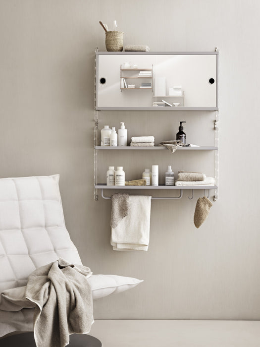 Cabinet String System with Two Mirror Doors W 78xD 20 cm