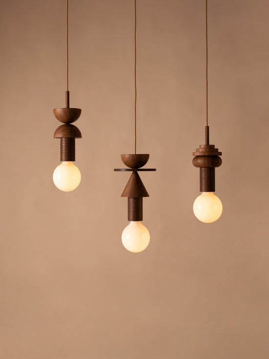 Small Handmade Dimmable Pendant Light Junit Walnuss