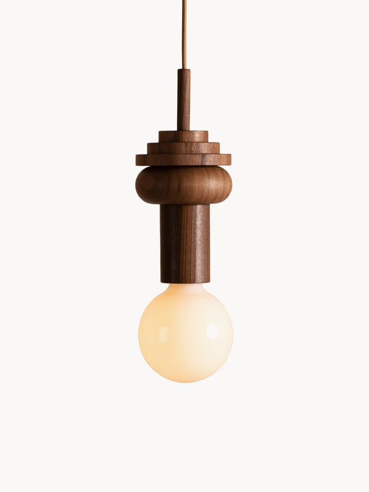 Small Handmade Dimmable Pendant Light Junit Walnuss