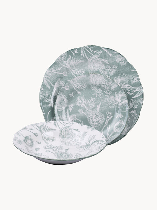 Porcelain Tableware Set Fleurette 6 People Set of 18