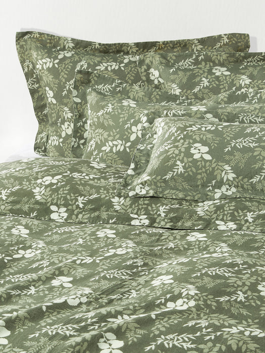 Leaf Print Duvet Cover Pola in Linen-Cotton Blend