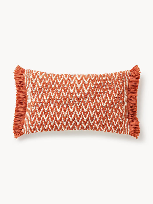 Suria Outdoor Cushion Cover with Woven Pattern and Fringes