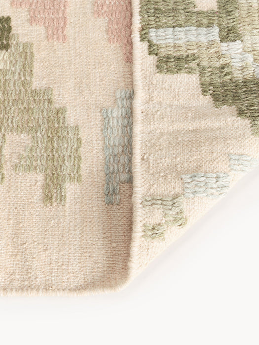 Rosha Wool Rug with Stitched Flower Pattern