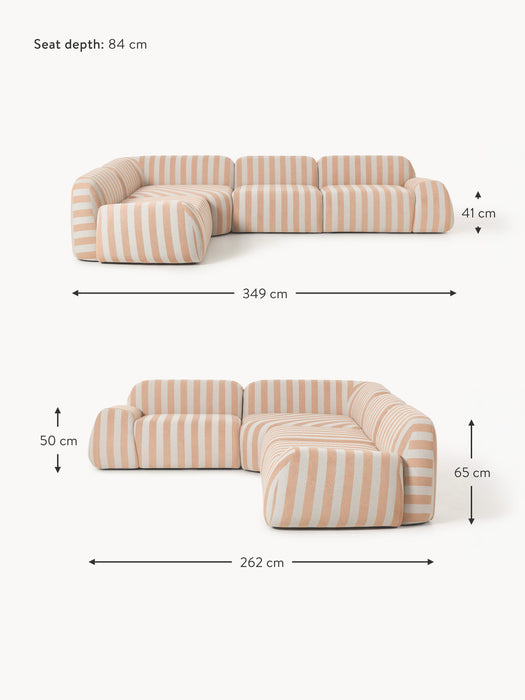 Modular Striped Corner Sofa Wolke 4-seater