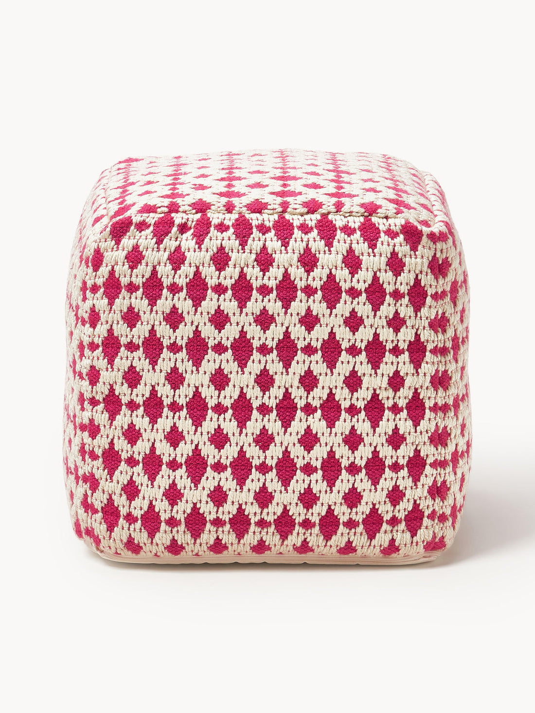 Yamir Outdoor Pouffe with Woven Pattern