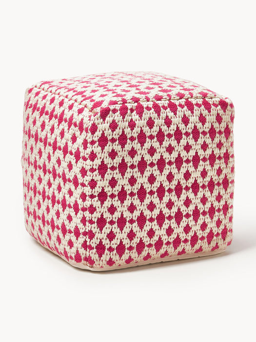Yamir Outdoor Pouffe with Woven Pattern