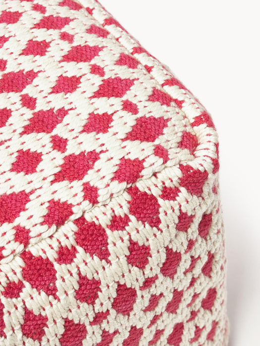 Yamir Outdoor Pouffe with Woven Pattern