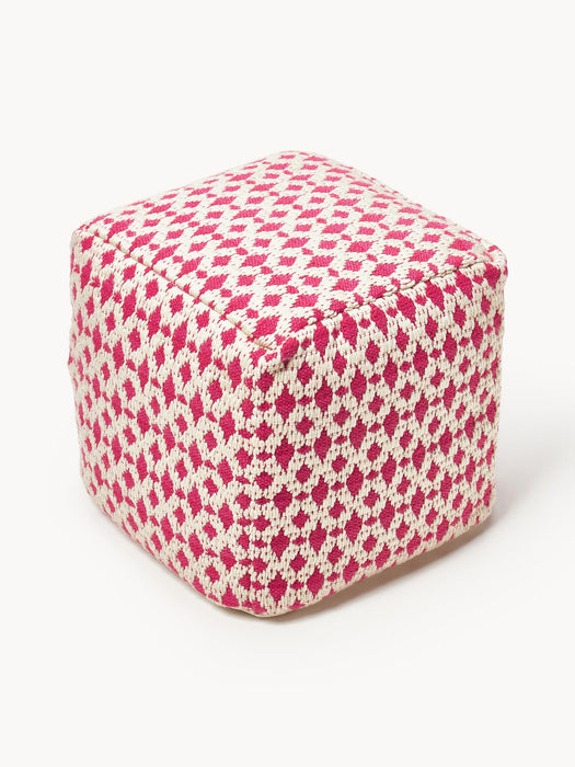Yamir Outdoor Pouffe with Woven Pattern